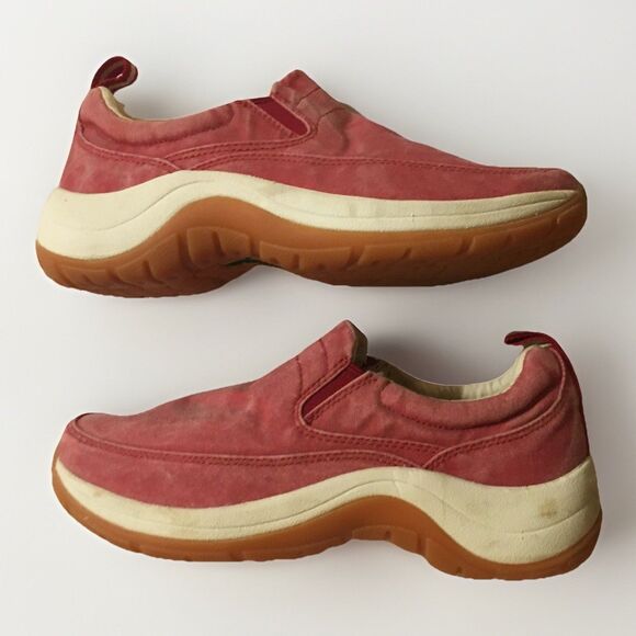 L.L. Bean Women’s Sunwashed Canvas Moc Shoes Red Size 6.5 Slip On Comfort EUC - Picture 5 of 10